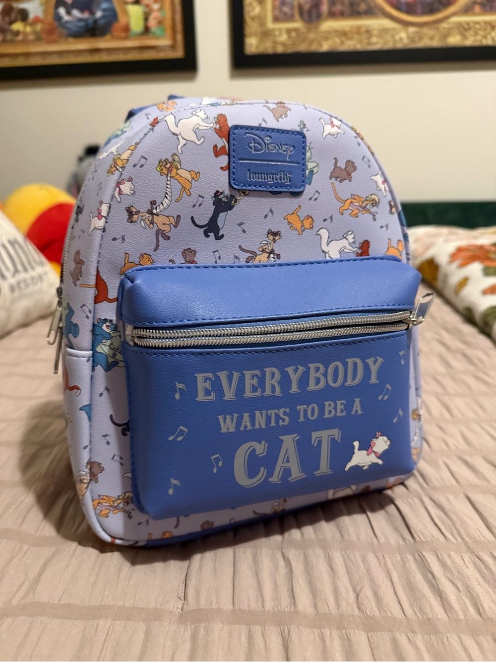Loungefly Light Blue "Everybody Wants to Be a Cat" Mini Backpack